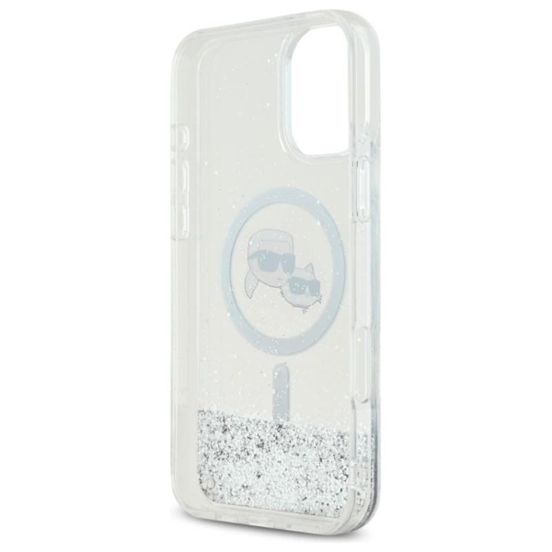 Karl Lagerfeld Liquid Glitter Karl & Choupette Head MagSafe - Case for iPhone 16 (transparent) 7