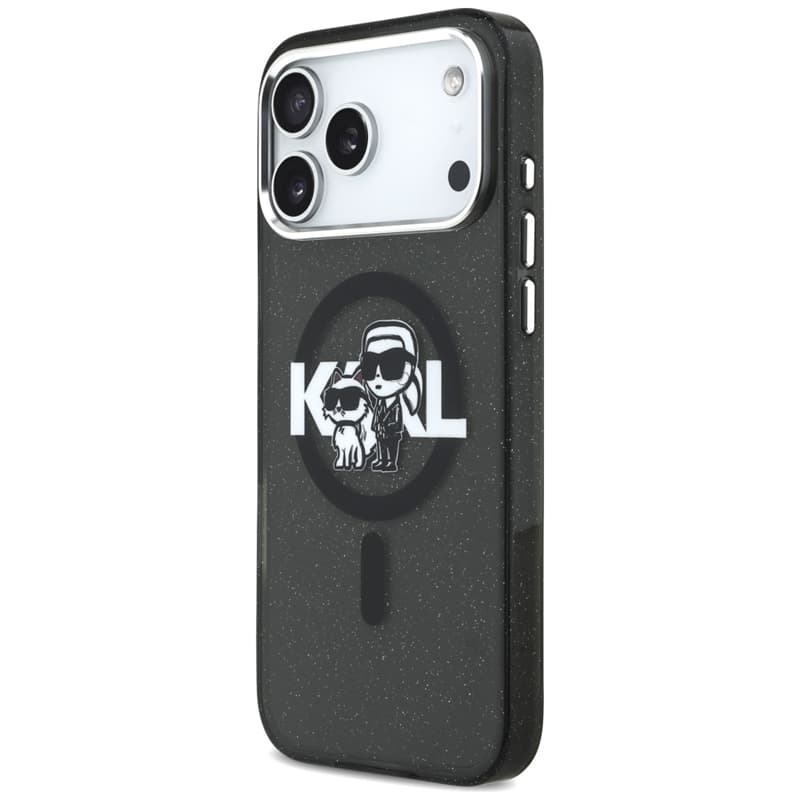 Karl Lagerfeld IML Glitter Karl & Choupette Sketch Logo MagSafe - Case for iPhone 17 Pro Max (black) 2