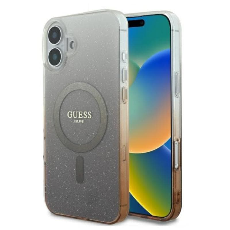 Guess IML Glitter Gradient MagSafe - Case for iPhone 16 (Brown) 1