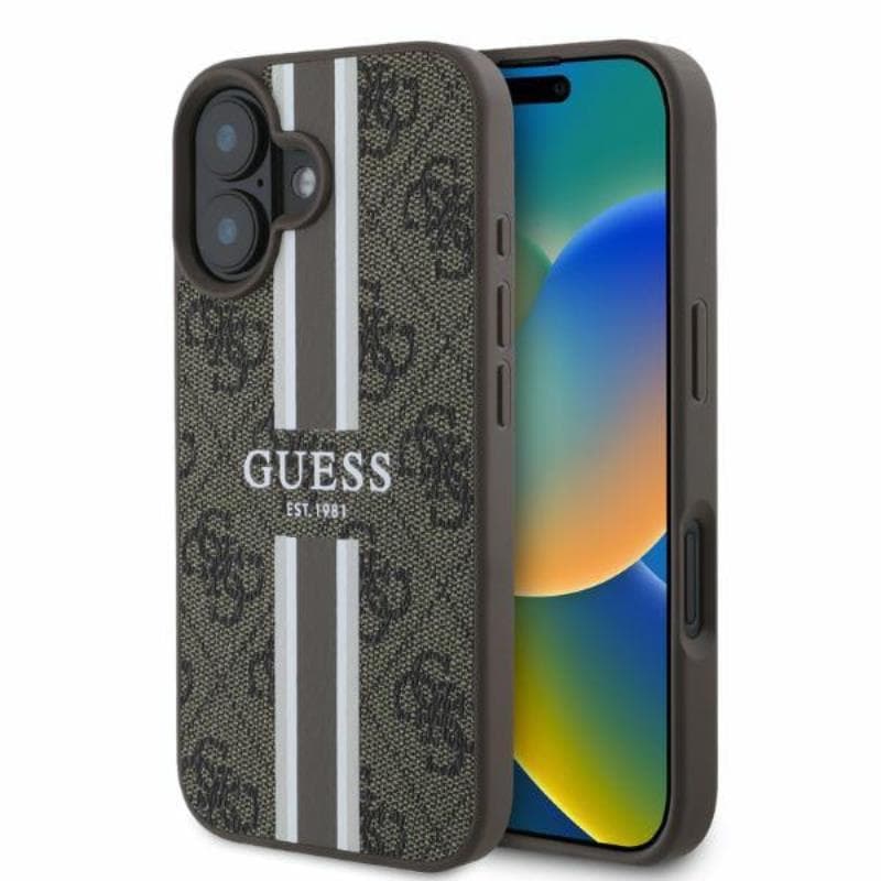 Guess 4G Printed Stripes MagSafe - Case iPhone 16 (brown) 1