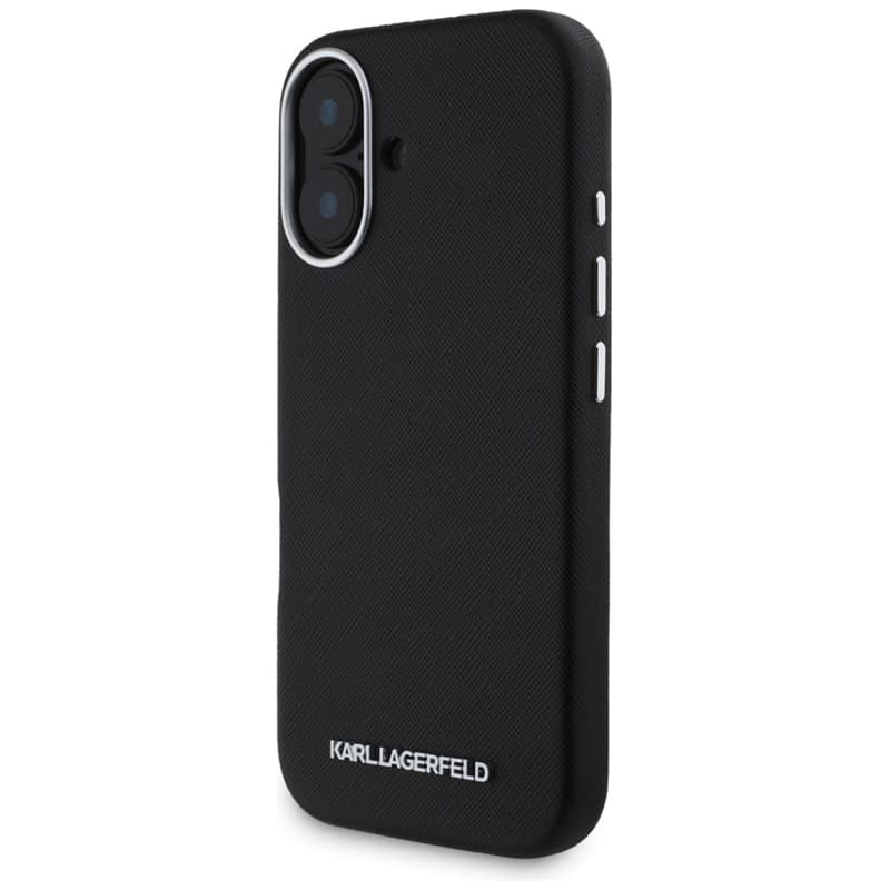 Karl Lagerfeld Saffiano Full Wrapped Elongated Metal Logo MagSafe - Case for iPhone 16 (black) 2