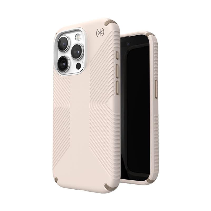 Speck Presidio2 Grip - iPhone 15 Pro Case (Bleached Bone / Heirloom Gold / Hazel Brown)