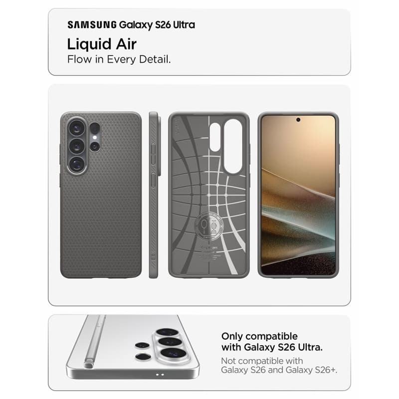Spigen Liquid Air - Case for Samsung Galaxy S26 Ultra (Marble Gray) 7
