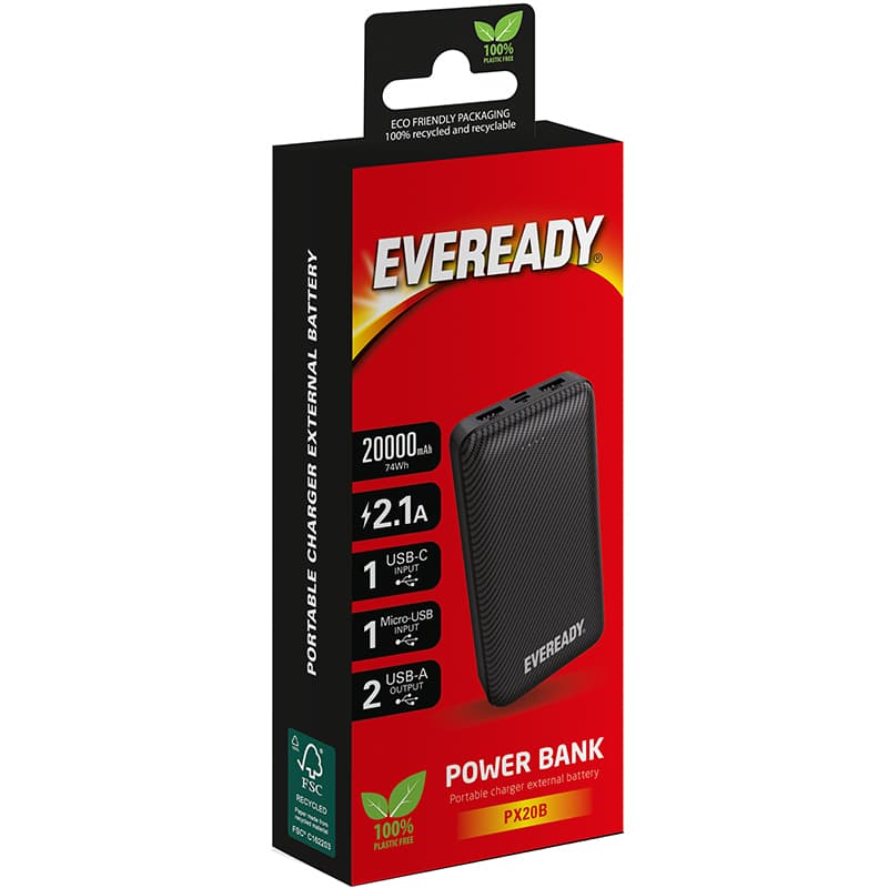 Eveready PX20B - Powerbank 20000 mAh 2x USB-A (Black) 1