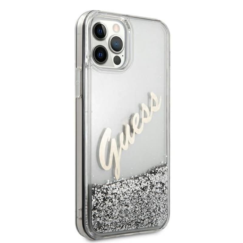 Guess Glitter Vintage Script - Case for iPhone 12 Pro Max (Silver) 4