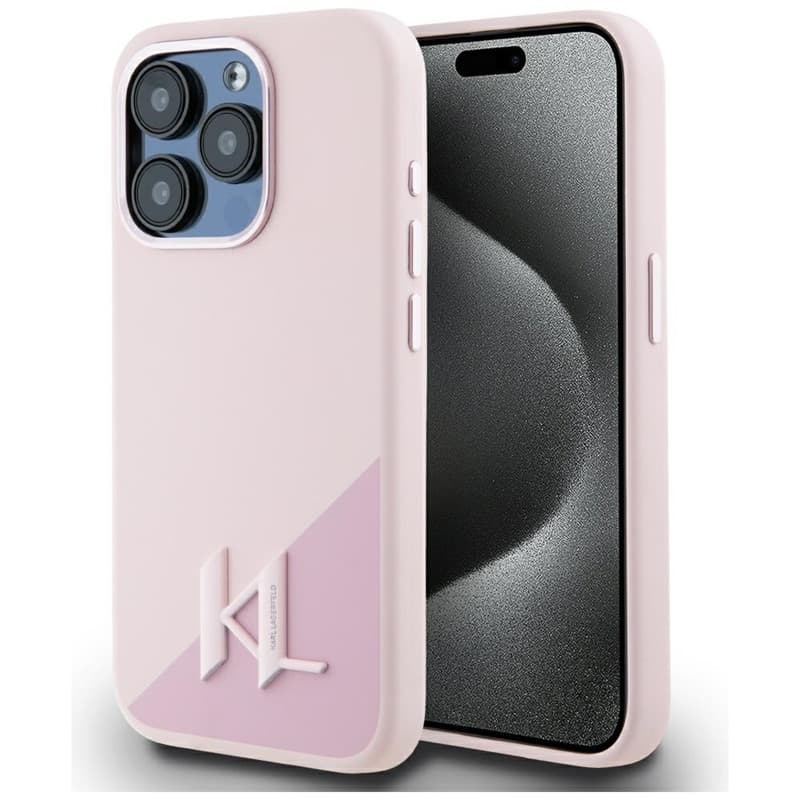 Karl Lagerfeld Silicone Shadow Metal Initial MagSafe - Case for iPhone 15 Pro Max (pink) 1