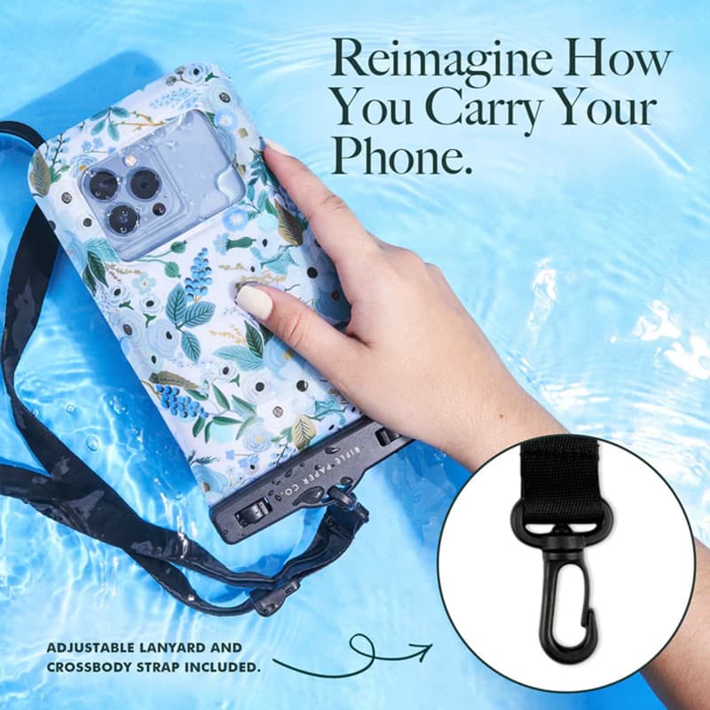 Rifle Paper Waterproof Floating Pouch - Waterproof case for smartphones up to 6.7" (Garden Party Blue) 3