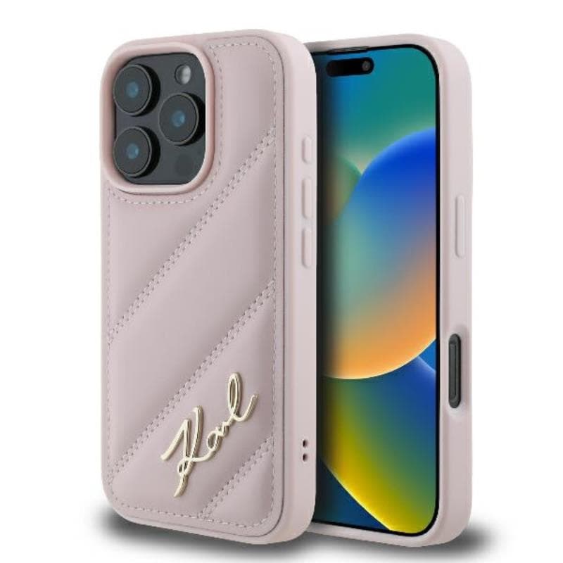 Karl Lagerfeld Quilted Signature - Case for iPhone 16 Pro (pink) 1