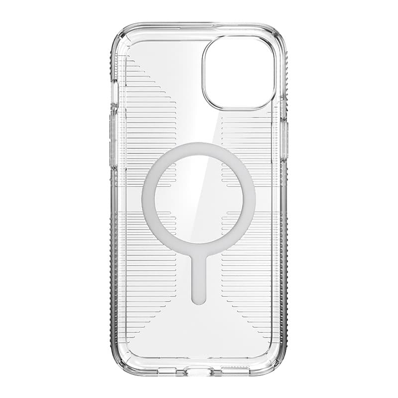 Speck Gemshell Grip + MagSafe - Case for iPhone 15 Plus / iPhone 14 Plus (Clear / Chrome Finish) 5