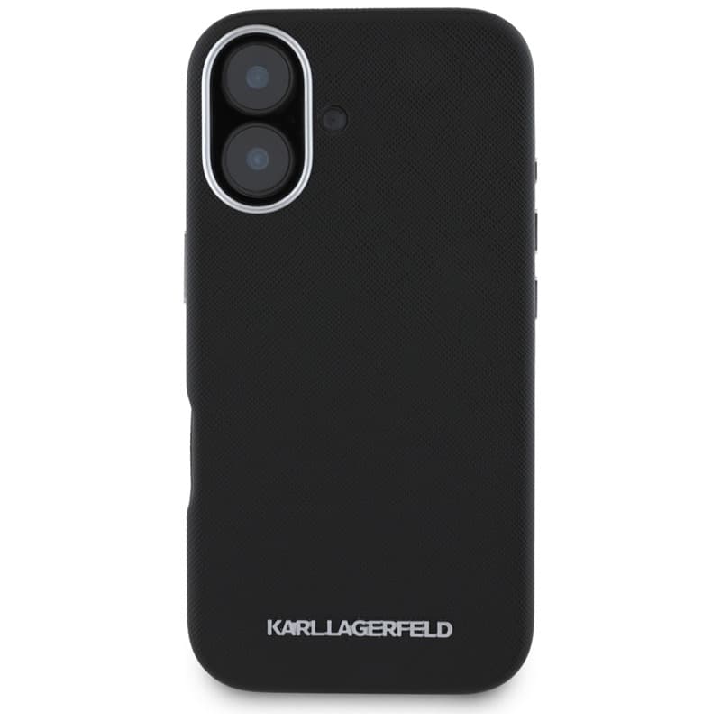 Karl Lagerfeld Saffiano Full Wrapped Elongated Metal Logo MagSafe - Case for iPhone 16 (black) 3