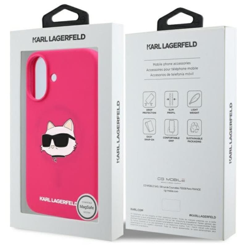 Karl Lagerfeld Silicone Choupette Head Print MagSafe - Case for iPhone 16 (fuchsia) 8