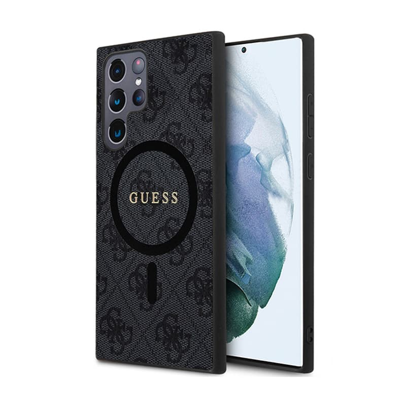 Guess 4G Collection Leather Metal Logo MagSafe - Case for Samsung Galaxy S24 Ultra (black) 1