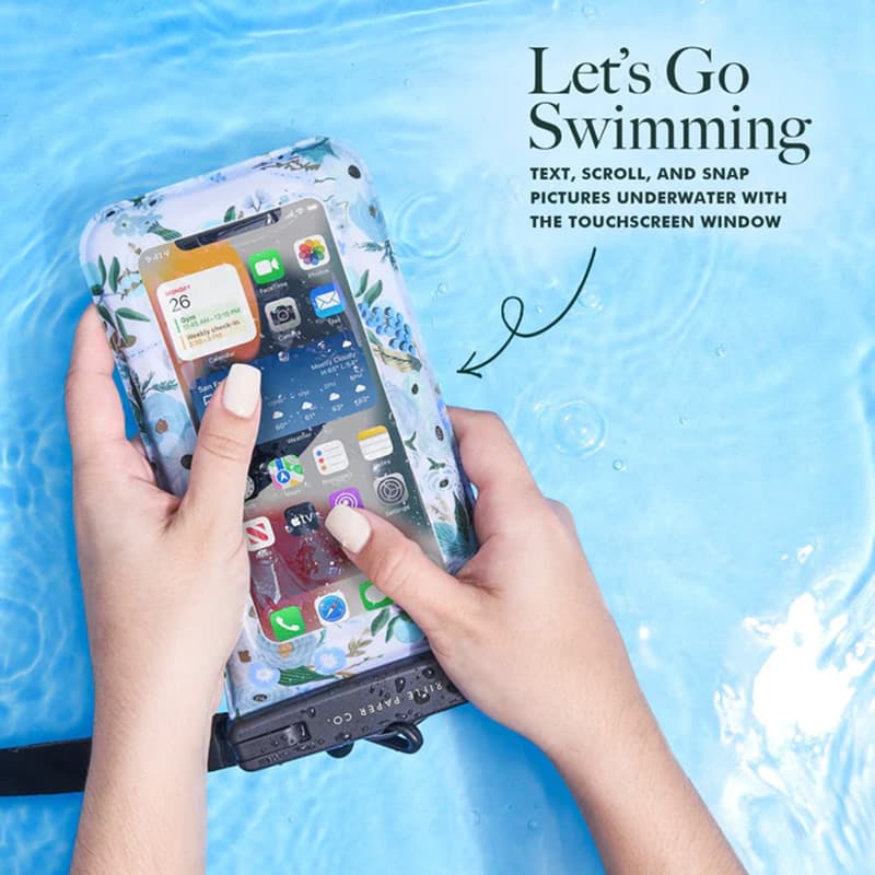 Rifle Paper Waterproof Floating Pouch - Waterproof case for smartphones up to 6.7" (Garden Party Blue) 4