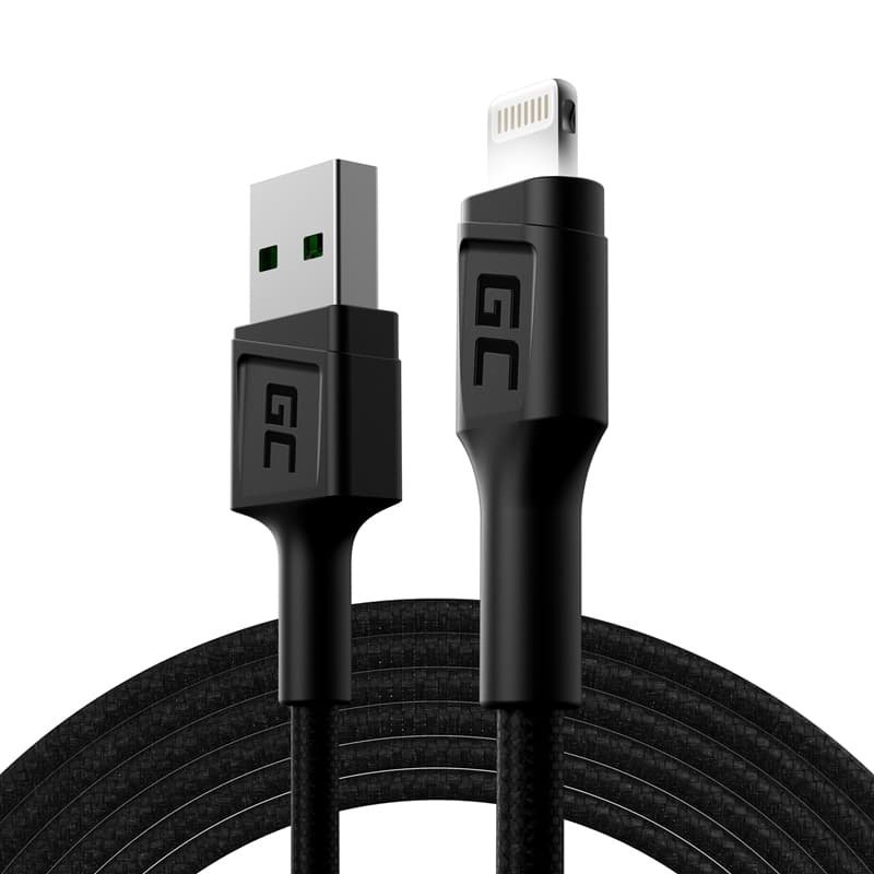 Cable Green Cell Ray USB-A - Lightning White LED 200cm with support for Apple 2.4A fast charging 2