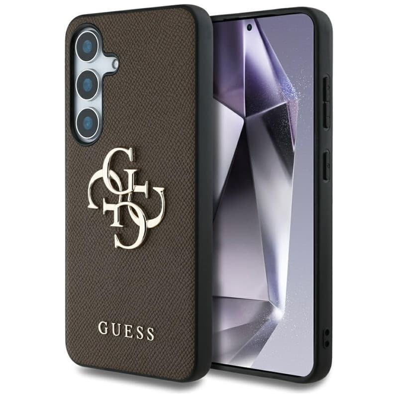 Guess Grained Big 4G Logo Small Classic Logo - Case for Samsung Galaxy S25 (brown)