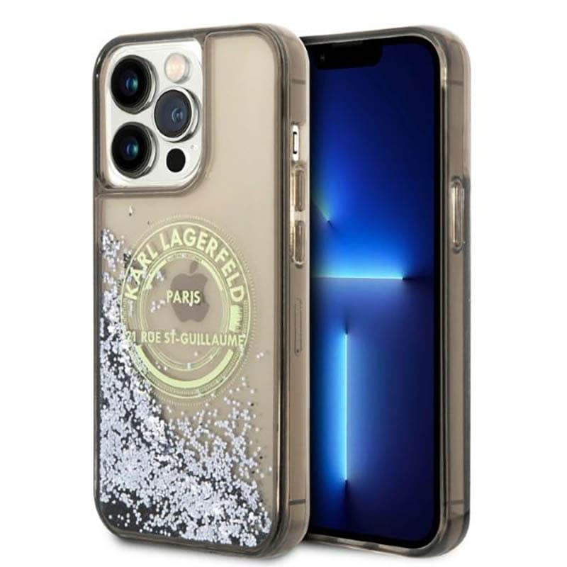 Karl Lagerfeld Liquid Glitter Round RSG Logo Case - Case for iPhone 14 Pro Max (Black) 1