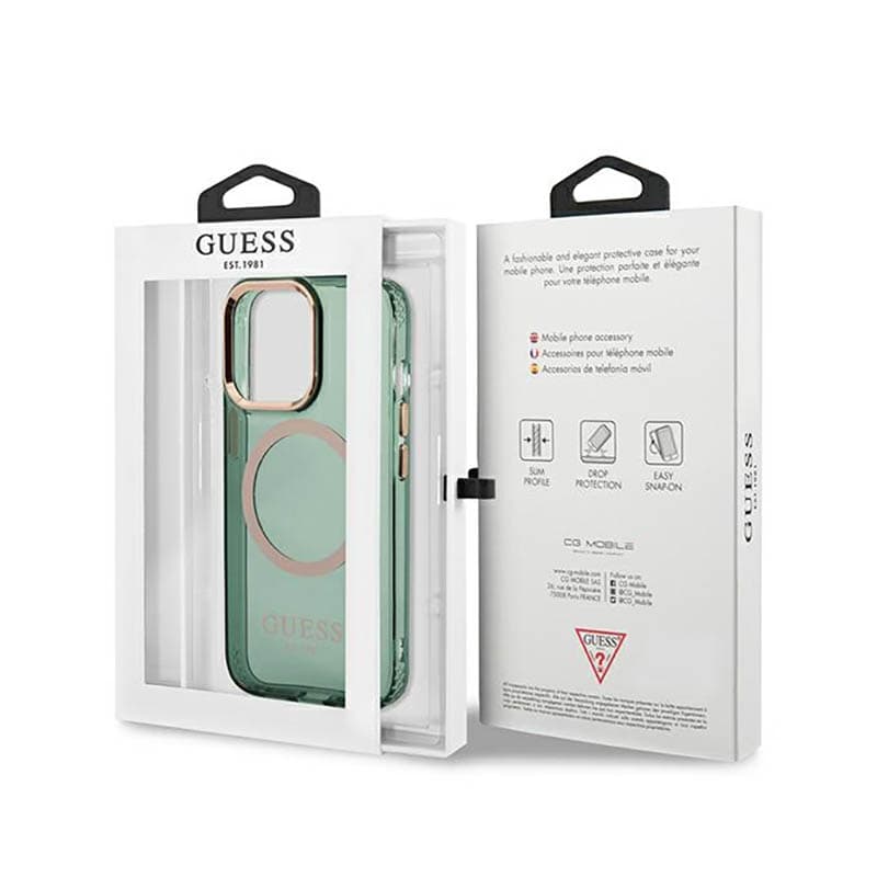 Guess Gold Outline Translucent MagSafe - Case for iPhone 13 Pro (Green) 8