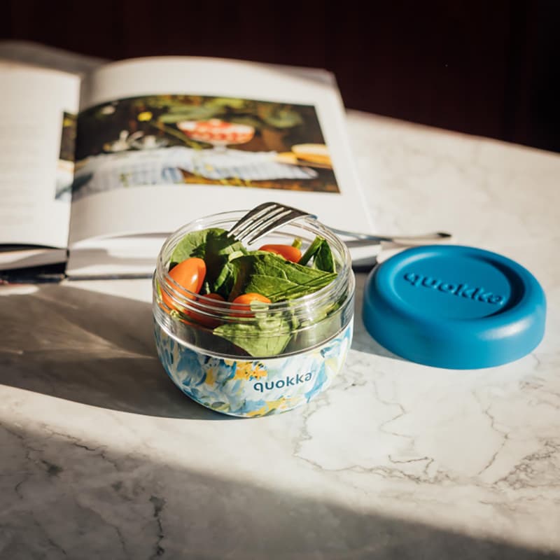 Quokka Bubble Food Jar - Food Container / Lunchbox 500 ml (Blue Peonies) 2