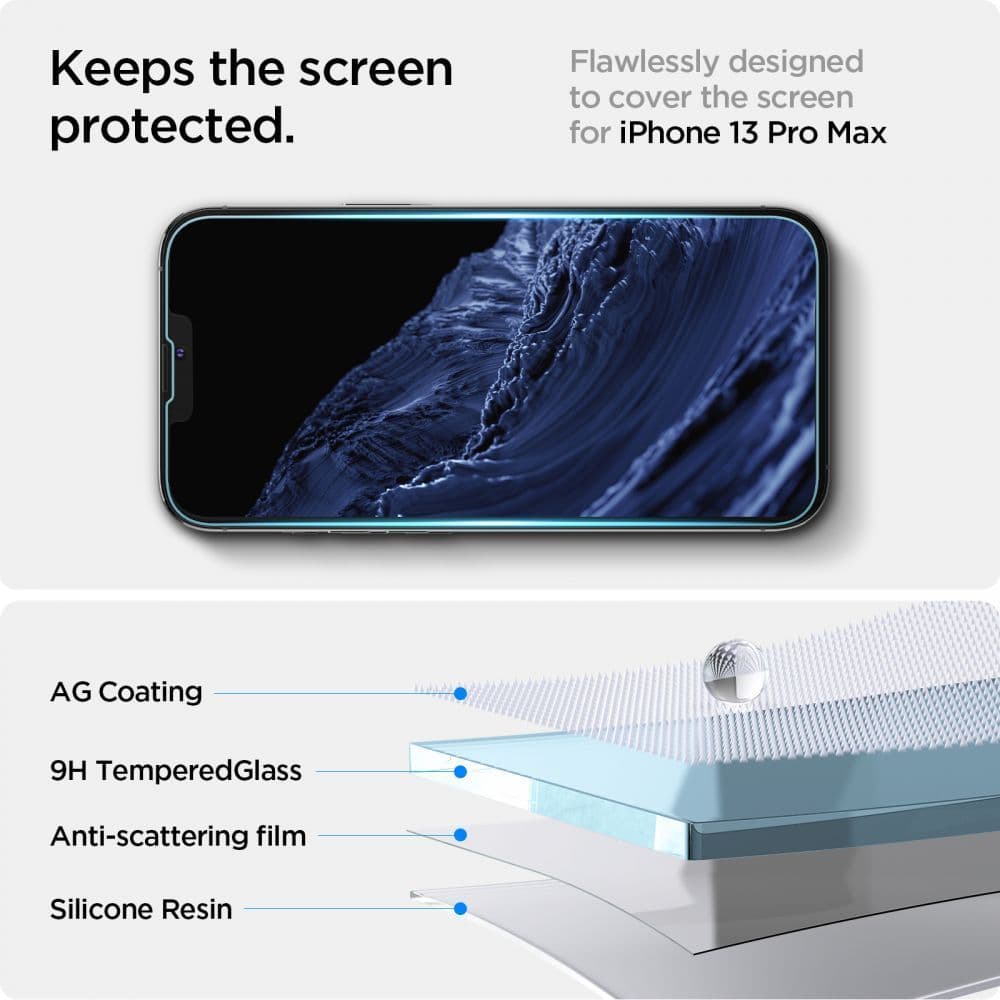 Spigen Glas.TR EZ Fit - Tempered Glass Apple iPhone 16e / iPhone 14 / iPhone 13 / iPhone 13 Pro (Clear) 4
