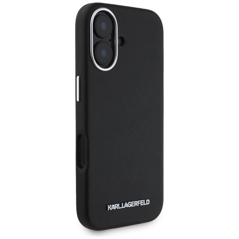 Karl Lagerfeld Saffiano Full Wrapped Elongated Metal Logo MagSafe - Case for iPhone 16 (black) 4