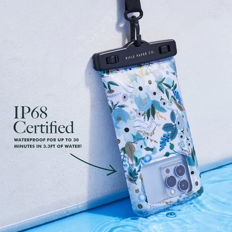 Rifle Paper Waterproof Floating Pouch - Waterproof case for smartphones up to 6.7" (Garden Party Blue) 5