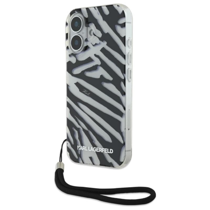 Karl Lagerfeld IML Zebra Pattern & Cord - Case for iPhone 16 (black) 1