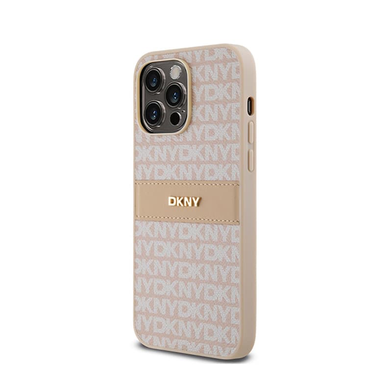 DKNY Leather Mono Stripe & Metal Logo - iPhone 14 Pro Case (pink) 2