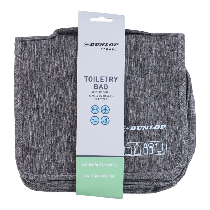 Dunlop – Travel Toiletry Bag with Hanging Hook 25x20x10 cm (Grey) 3