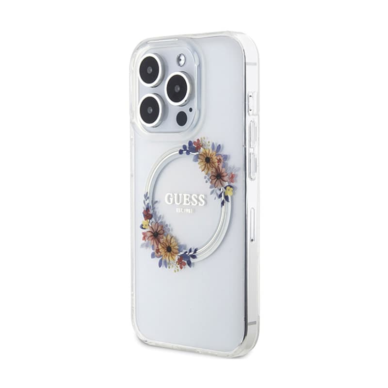 Guess IML Flowers Wreath MagSafe - Case iPhone 15 Pro Max (Clear) 2