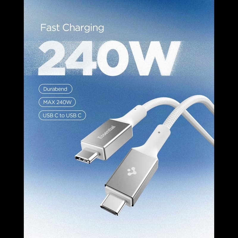 Spigen EB24015CC Essential - USB-C to USB-C PD Cable 240W 1.5m (White) 3