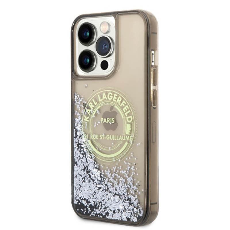 Karl Lagerfeld Liquid Glitter Round RSG Logo Case - Case for iPhone 14 Pro Max (Black) 2