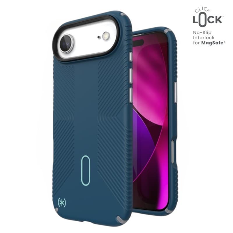 Speck Presidio2 Grip ClickLock & MagSafe - iPhone Air Case (Deep Sea / Silver Metallic / Spell Blue) 1