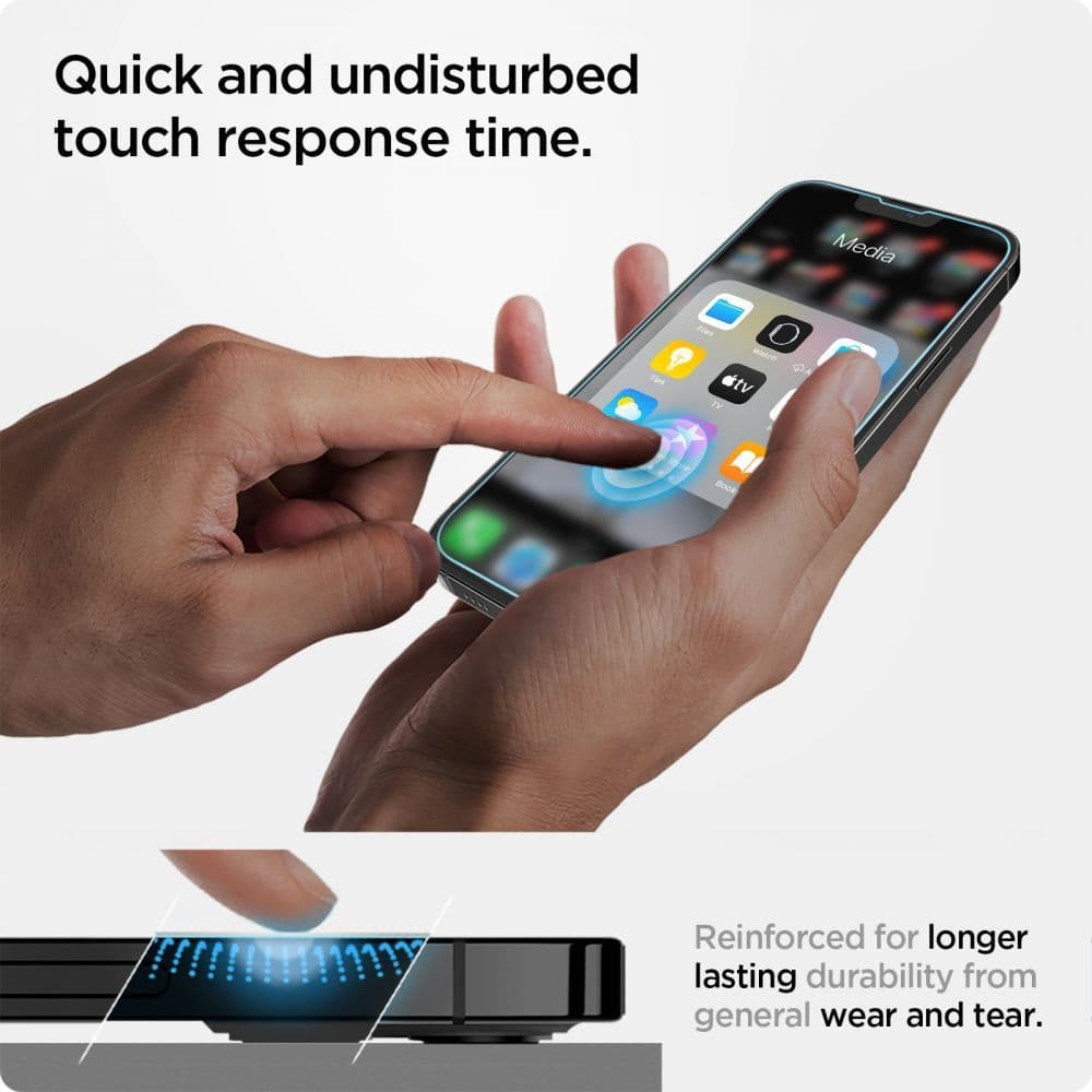 Spigen Glas.TR EZ Fit - Tempered Glass Apple iPhone 16e / iPhone 14 / iPhone 13 / iPhone 13 Pro (Clear) 5