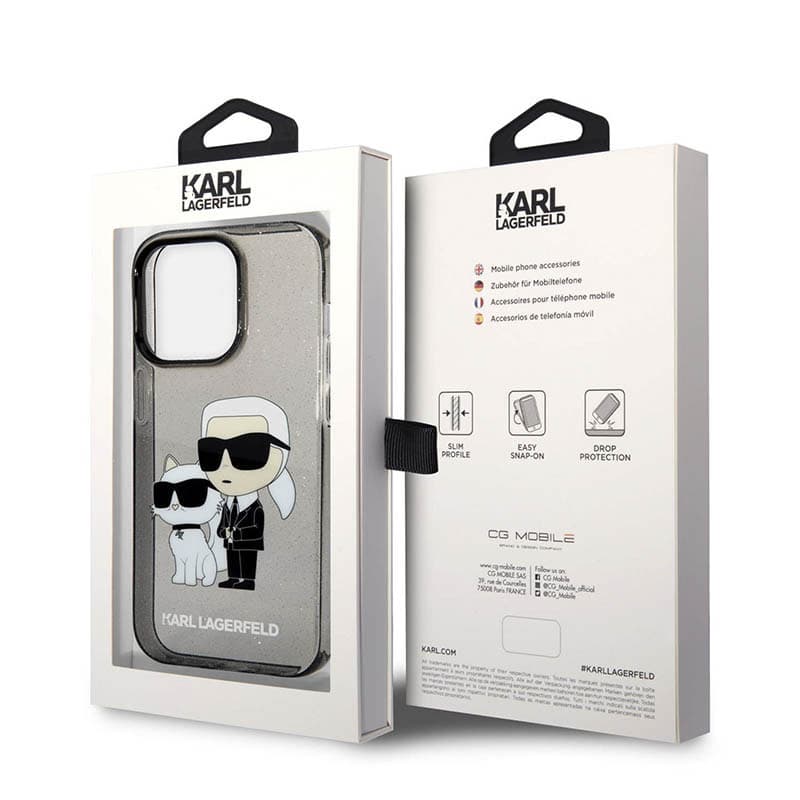 Karl Lagerfeld IML Glitter NFT Karl & Choupette - Case for iPhone 14 Pro (Black) 6