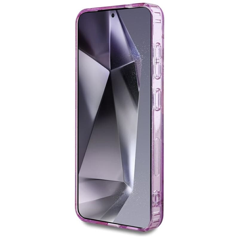 Guess Glitter Flowers Triangle Buttons MagSafe - Case for Samsung Galaxy S25 (purple) 5
