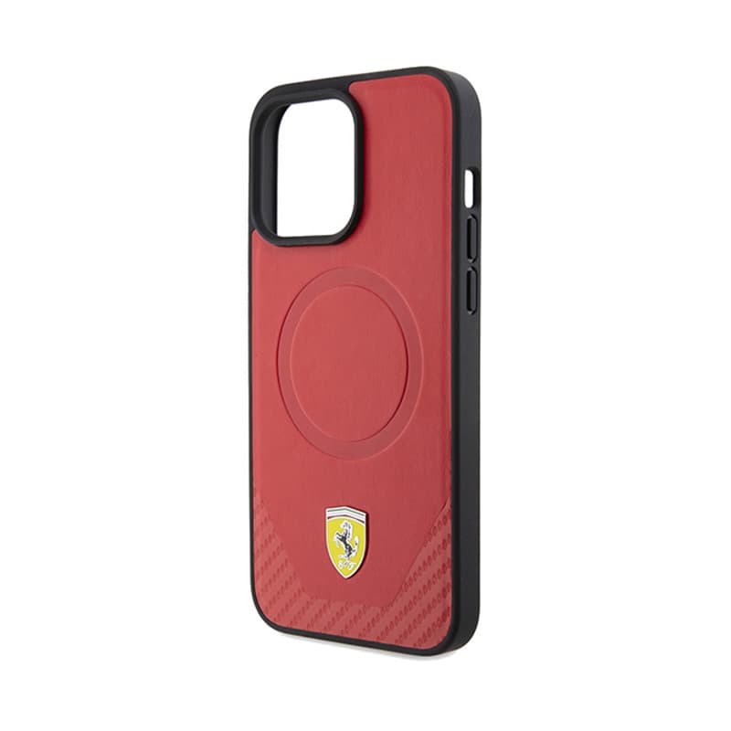 Ferrari Carbon Metal Logo MagSafe - Case for iPhone 15 Pro (Red) 6