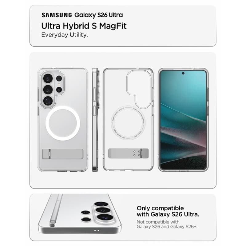 Spigen Ultra Hybrid S Mag MagSafe - Case for Samsung Galaxy S26 Ultra (Clear/White) 7
