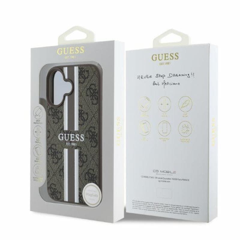 Guess 4G Printed Stripes MagSafe - Case iPhone 16 (brown) 4