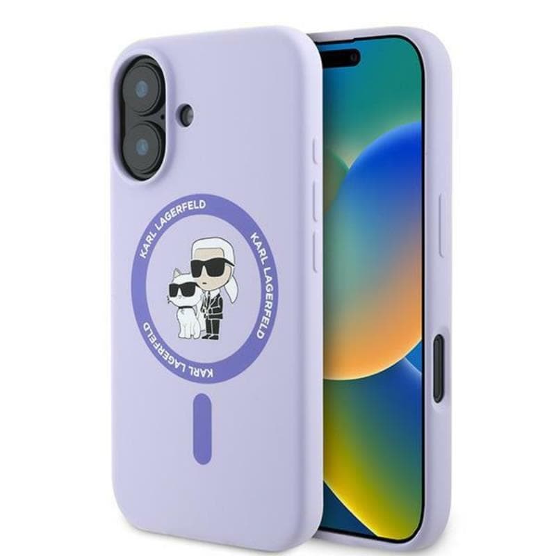 Karl Lagerfeld Silicone Karl & Choupette Ring MagSafe - Case for iPhone 16 (violet)