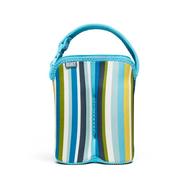 BUILT Bottle Buddy Two Bottle Tote with holder (Baby Blue Stripe) 1