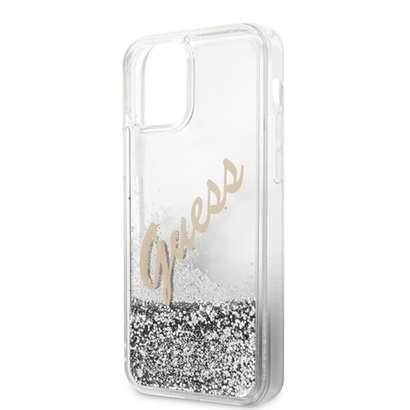 Guess Glitter Vintage Script - Case for iPhone 12 Pro Max (Silver) 7