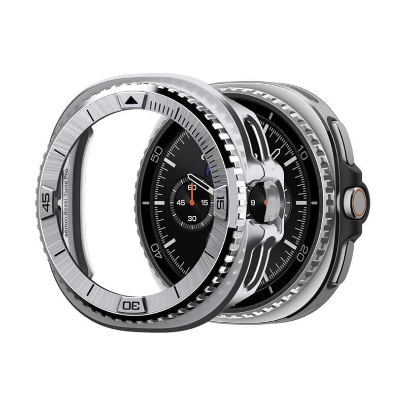 Spigen Bezel Tune Pro Pilot - Case / Protective Ring for Samsung Galaxy Watch 8 Classic 46 mm (Silver)