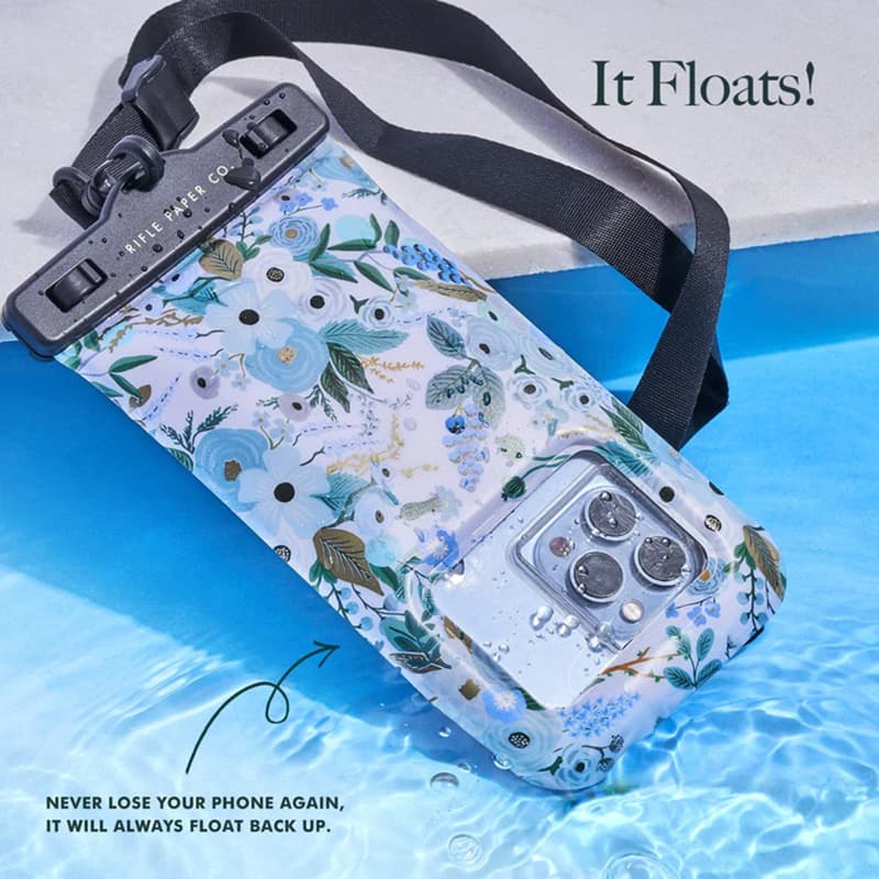 Rifle Paper Waterproof Floating Pouch - Waterproof case for smartphones up to 6.7" (Garden Party Blue) 6