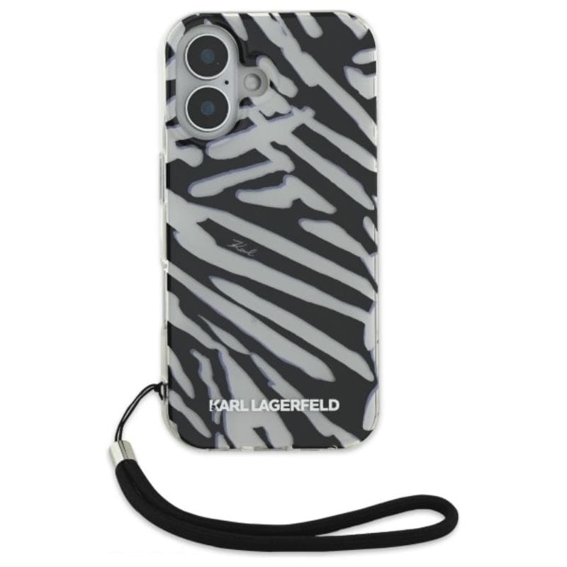 Karl Lagerfeld IML Zebra Pattern & Cord - Case for iPhone 16 (black) 2