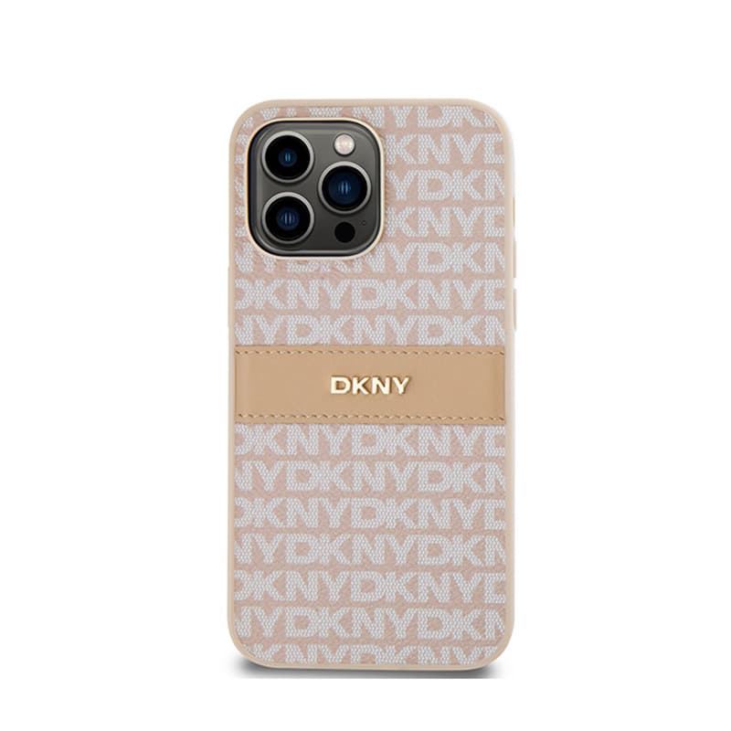 DKNY Leather Mono Stripe & Metal Logo - iPhone 14 Pro Case (pink) 3