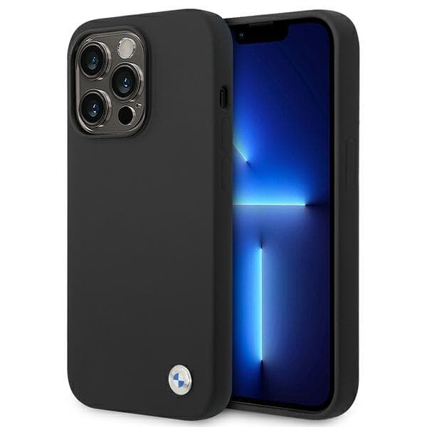 BMW Liquid Silicone Case Metal Logo for iPhone 14 Pro Max (Black) 1