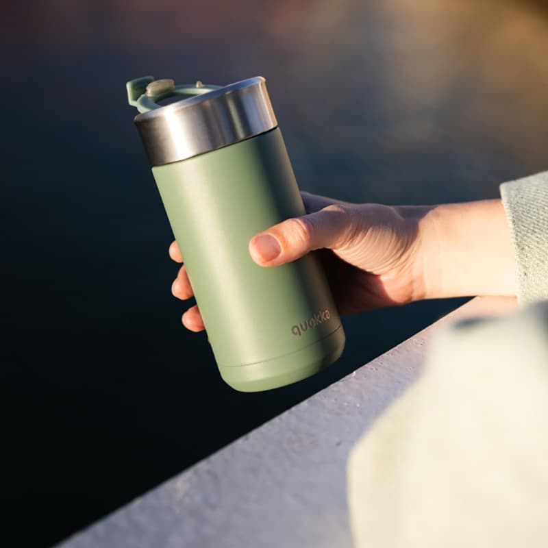 Quokka Boost Coffee Tumbler - Stainless Steel Thermal Mug with Infuser 400ml (Pine) 2