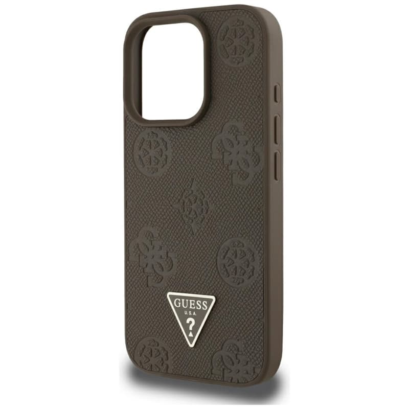 Guess Grained Hot Stamp Peony Triangle Logo MagSafe - Case for iPhone 16 Pro Max (brown) 6