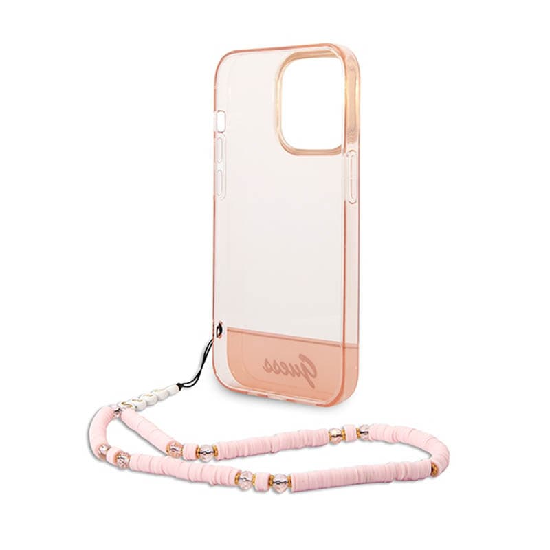 Guess Translucent Pearl Strap - Case for iPhone 14 Pro (Pink) 6