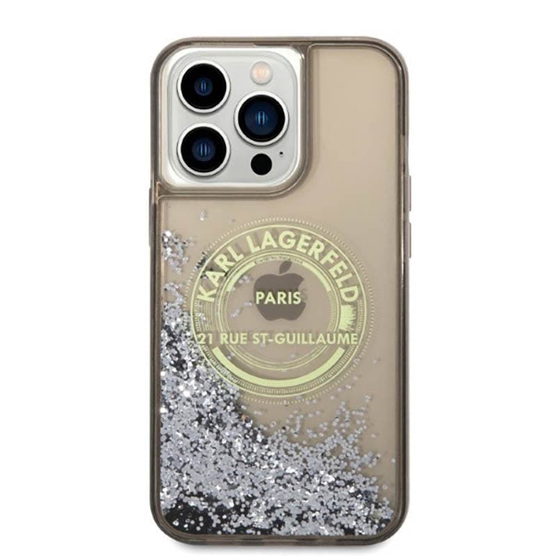 Karl Lagerfeld Liquid Glitter Round RSG Logo Case - Case for iPhone 14 Pro Max (Black) 3